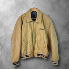 Beige Vintage Redskins Leather Bomber Jacket Men's XL