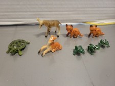 Vintage Lot Of 8 Celluloid Zoo Farm Animals Frogs, Foxes, Turle, Horse, Deer