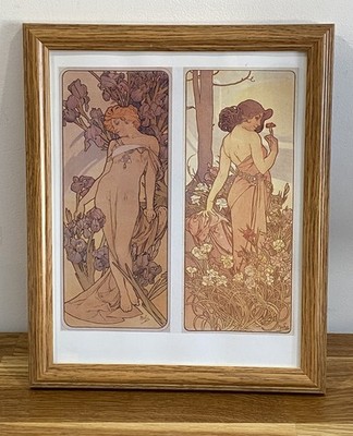 Alphonse Mucha Bild Kunstdruck Böhmischer Jugendstil gerahmter Druck 9,8 x11  