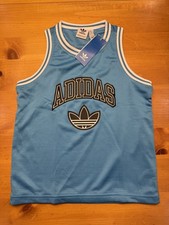 Adidas Originals Jersey Boys Youth Size Medium Retro Vibe Mesh Tank Light Blue