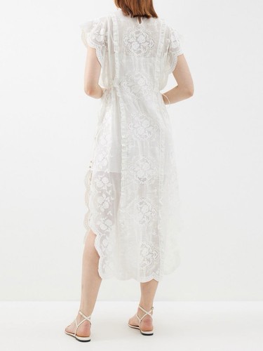 Zimmermann Dress Floral Broderie Scallop Trim Stand Collar White Size AU 0 XS - Picture 17 of 24