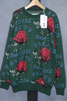 Brand New  WACKO MARIA ( ) Rose JACQUARD SWEATER Knit M Green 22FWE WMK KN01