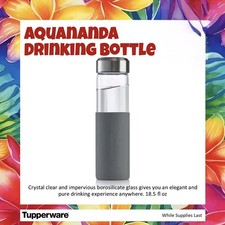 Tupperware Aquananda Glass Water Bottle 550ml Grey New in Box