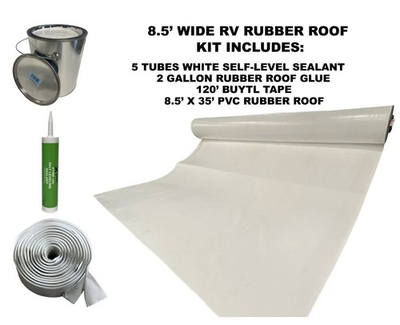 #ad 8.5#x27; Width x 35#x27; Length PVC RV Rubber Roof Installation Kit Bright White $627.95