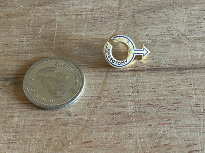 #ad Swingers Vasectomy Lapel Pin Safe Sex 1970s Abortion Prevention Awareness Vtg $19.95