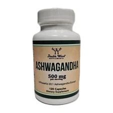 Double Wood Supplements Ashwagandha 500mg - 120 Capsules Exp 03/26 SEALED