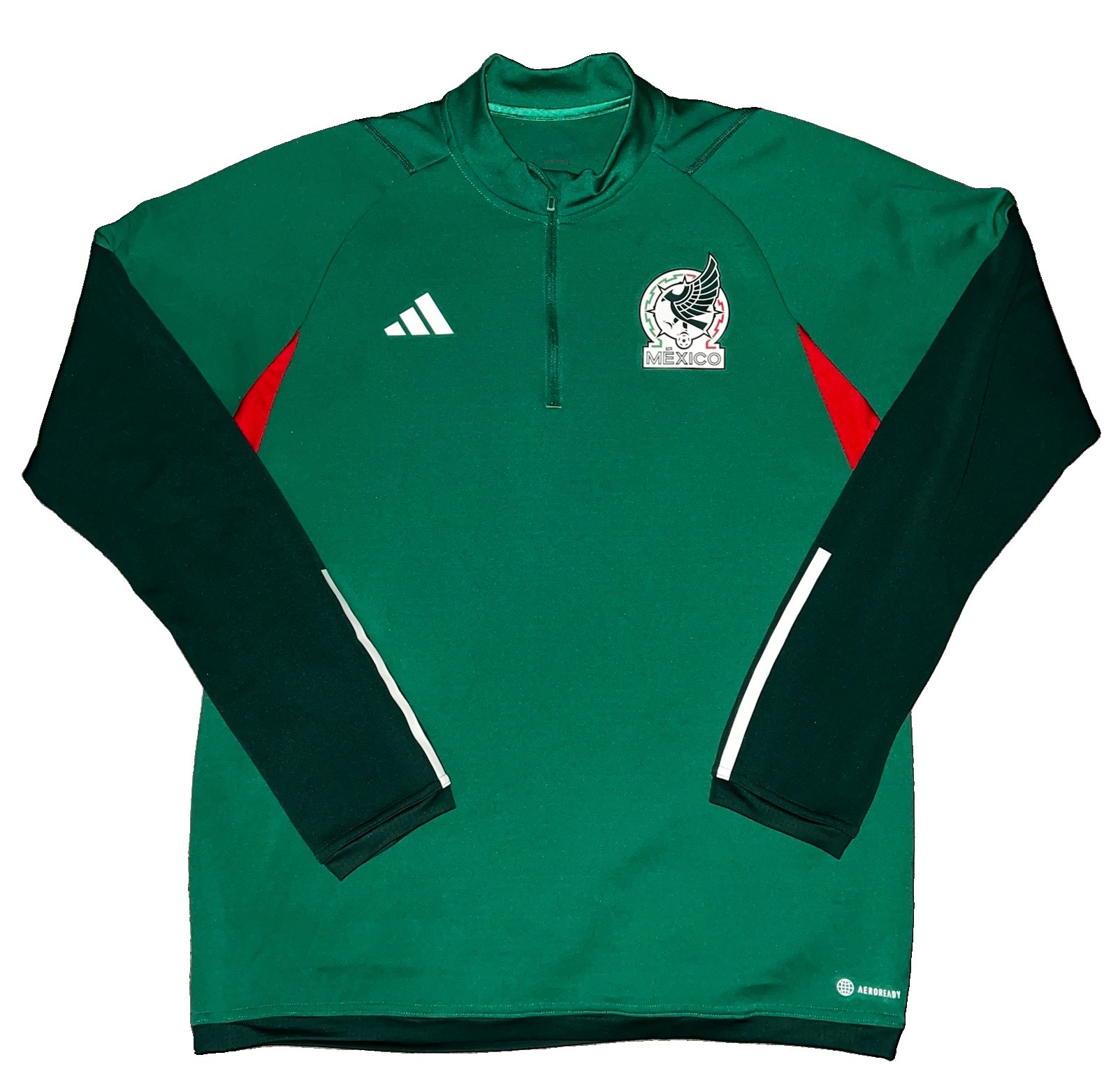 Mens Adidas Mexico National Team Soccer Training Slim Fit 1/4 Zip Pullover Large