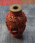   Carved Antique Cinnabar Lacquer Chinese Snuff Bottle  - 2 inches — photo 1