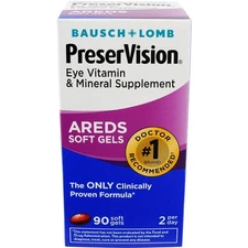 Bausch + Lomb PreserVision AREDS Eye Vitamin & Mineral Supplement Soft Gels