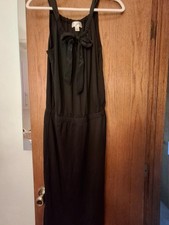 Ann Taylor Loft sleeveless black party dress, bow at collar, 10, knee length