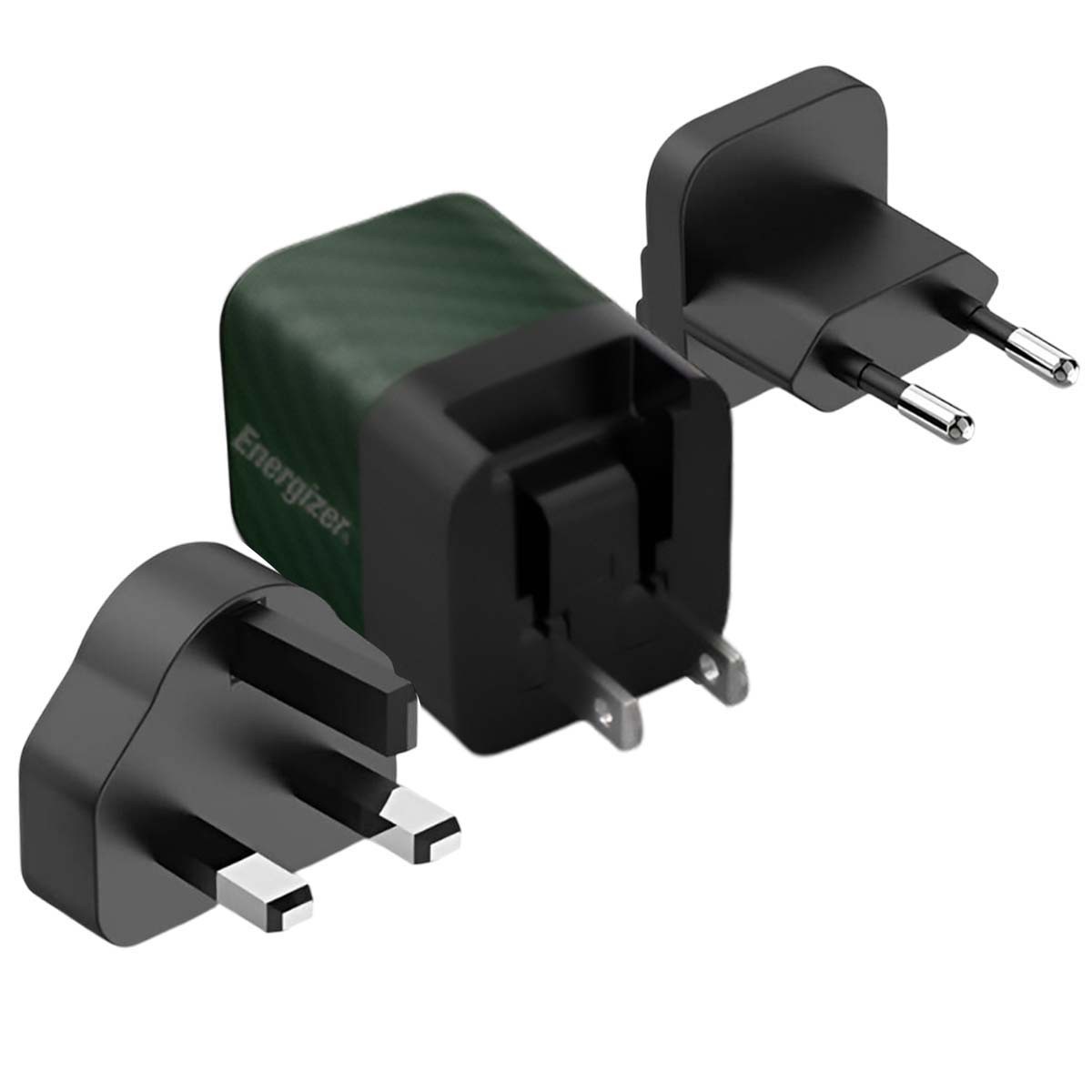 Chargeur rapide GaN 20W ENERGIZER multiprise de voyage USB-C 4A universelle verte
