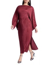 ELOQUII Women's Plus Size Cape Effect Plisse Dress