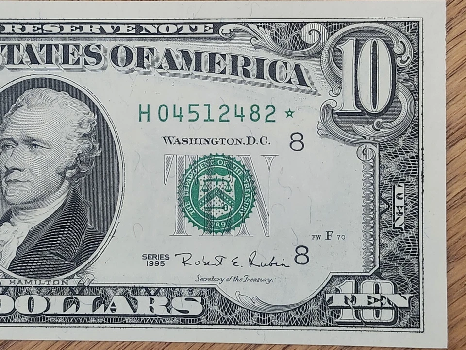 1995 $10 "STAR NOTE" GEM/UNC ST LOUIS #H04512482* 2 OF 3 CONS SERIAL NUMBERS - Image 4 of 4