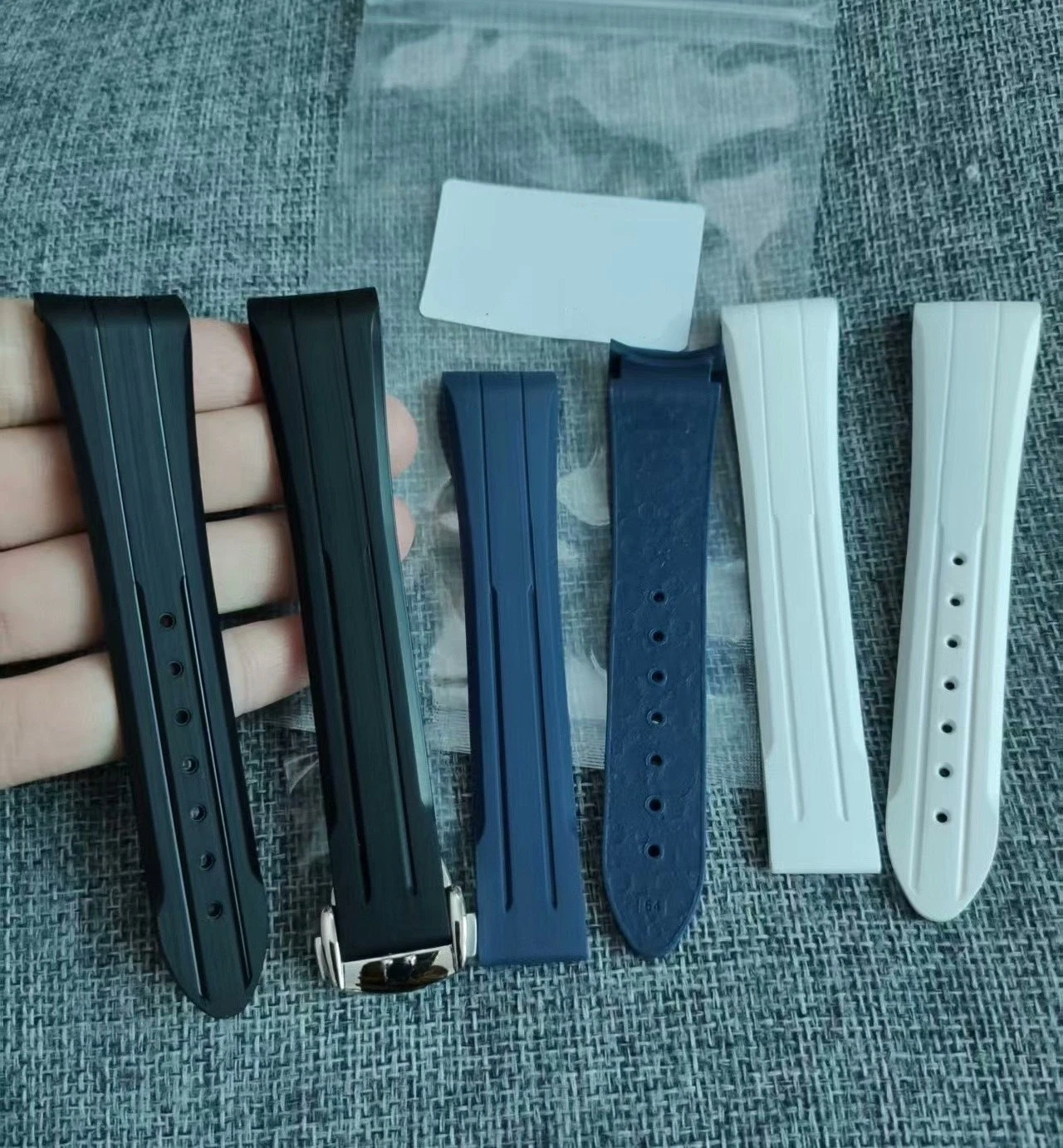 21mm Rubber Watch Strap Fits For Omega Speedmaster Dark Moon DSOTM 44.5mm
