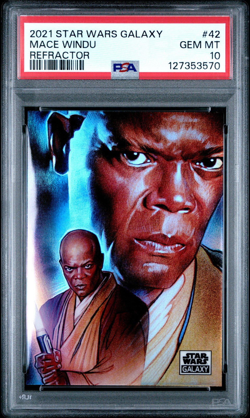 2021 TOPPS CHROME STAR WARS GALAXY REFRACTOR #42 MACE WINDU PSA 10