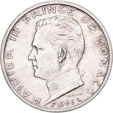 [#639570] Monaco, Rainier III, 5 Francs, 1960, Silver, AU, Gadoury:MC 152, KM:14