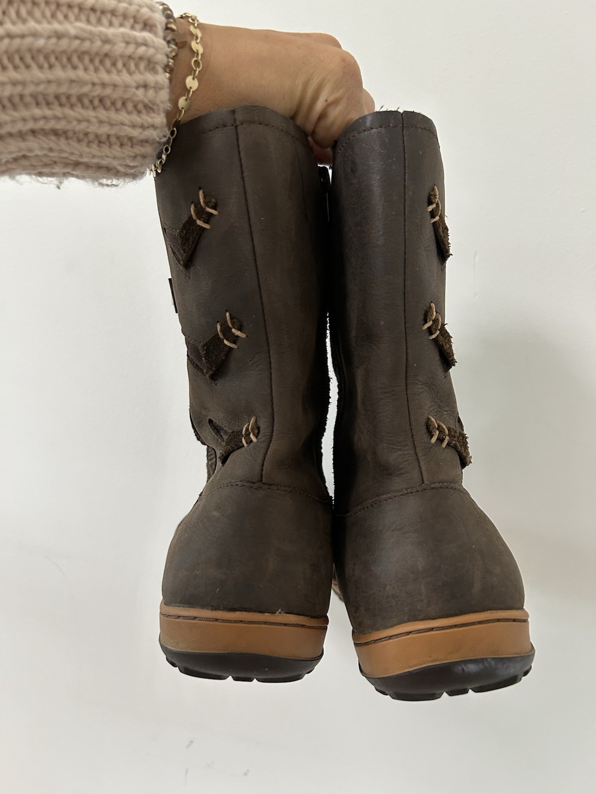 Merrell Ashland Vee stivali medi marroni pelle scamosciata impermeabili taglia 10 5