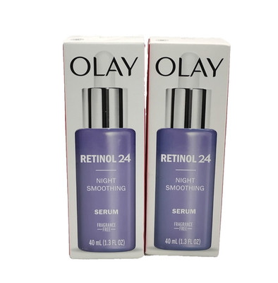 2X! NEW! Olay Retinol 24 Night Smoothing Serum Fragrance Free 40ml
