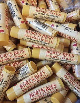 Lot Of 10 Burt's Bees Beeswax Lip Balm w Vitamin E & Peppermint ORIGINAL Formula