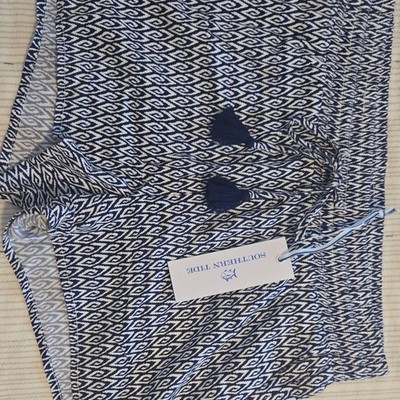 Southern Tide Kayla Short Women's XS Blue Ikat Drawstring Tassel 5568