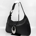 BVLGARI One Shoulder Bag Leather Logo Hardware Black Authentic Y2K From JP