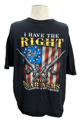 Gilden T Shirt Mens 3XL 2nd Admendment I Have Right To Bear Arms Black 