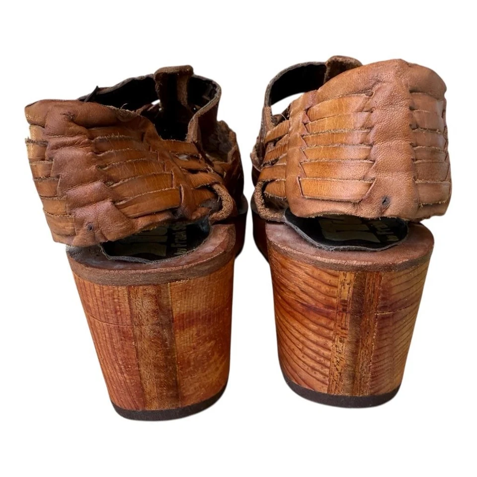 Vintage STUFF by Frank Sbicca Platform Cut Out Wood Wedge Sandal Women size 6 - Image 3 of 4