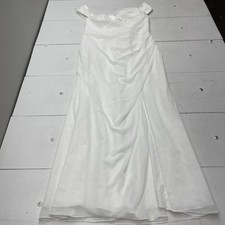 JJ's House Ivory Off The Shoulder Chiffon Ruffle Bridesmaid Dress Women's 16 New