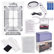 Sports Card Grading Kit,Card Centering Tool Set,LED Magnifying White