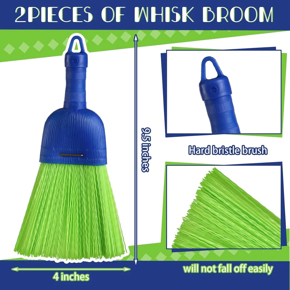 Domensi 2 Pcs Whisk Broom Poly Fiber Handheld Brush Hand Green, Blue  - Image 2 of 4