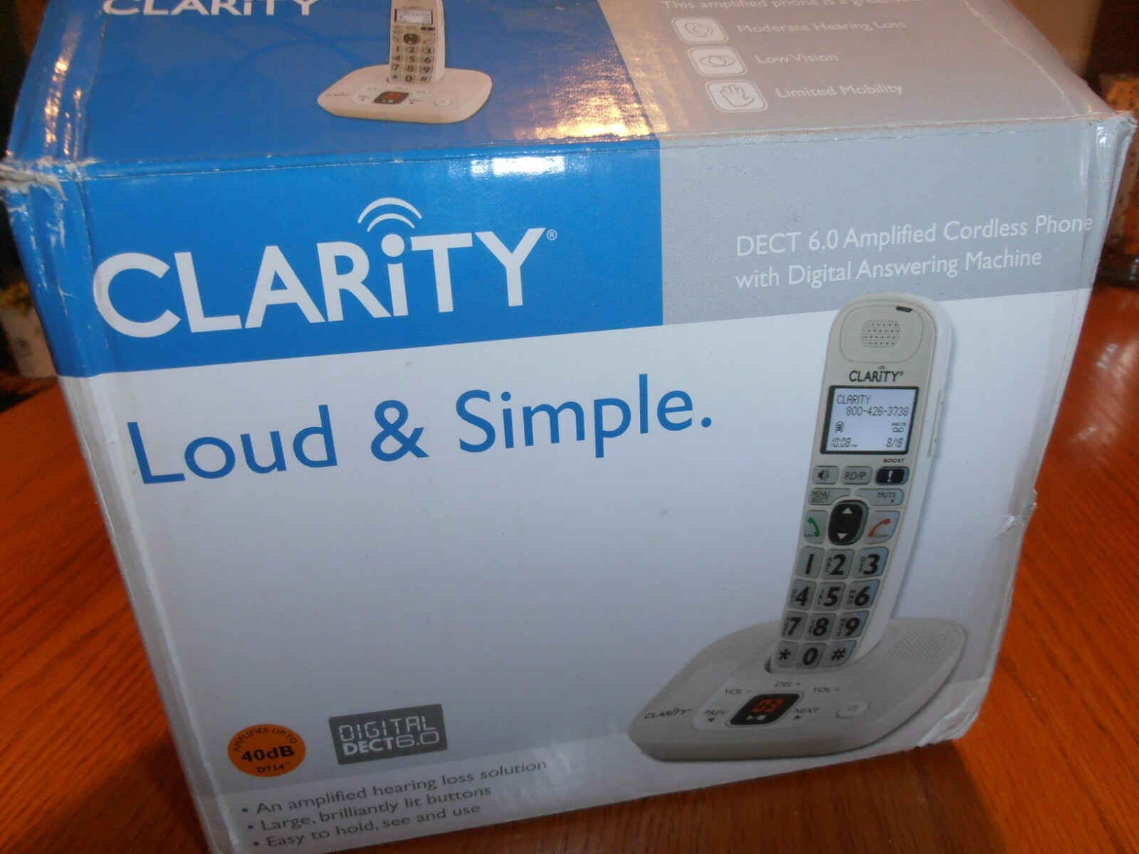 Clarity Loud & Simple Model D714 Cordless Phone & Answering Machine