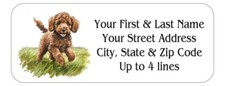 150 Brown Poodle dog Mailing Return Address Labels Personalized  1 x 2 5/8 in.