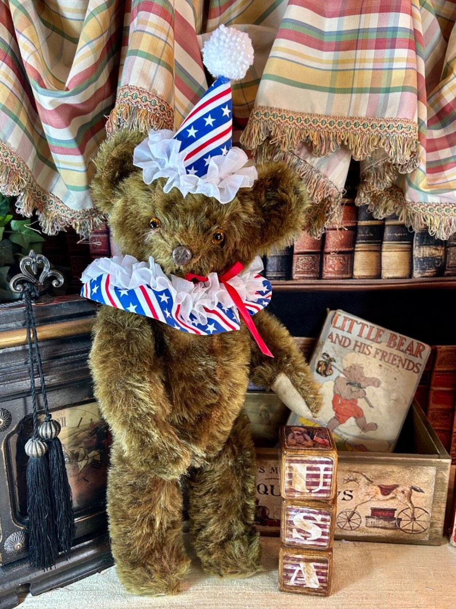 17” ANTIQUE 1930s KNICKERBOCKER METAL NOSE MOHAIR TEDDY BEAR