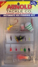 21 piece  Moon Jig ICE FISHING KIT - JIGS, BOBBERS, HOOKS AND DEPTH FINDER