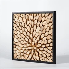 3D Sunburst Teak Wood Wall Art 17"x17" Handmade Rustic Home Decor Farmhouse