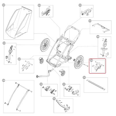 Thule Suspension Assembly Left Achsaufnahme links für Thule Chariot Sport Cro...