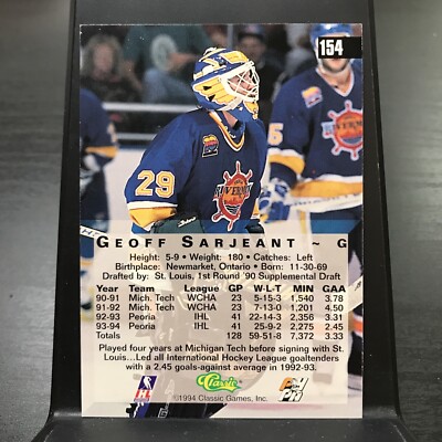 1994 Classic 4 Sport Gold Geoff Sarjeant #154 Rookie RC | eBay