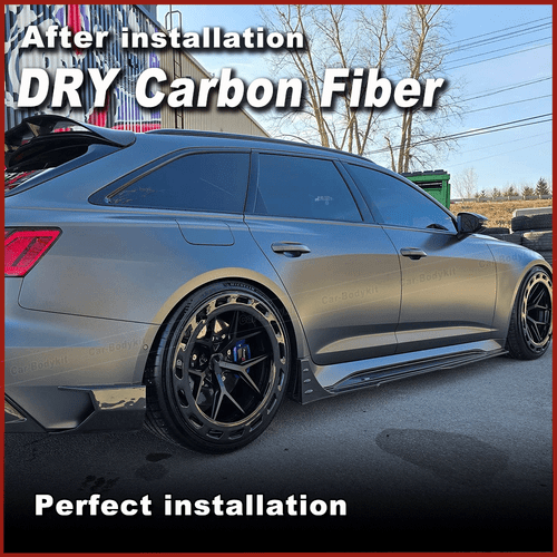 For Audi RS6 RS7 C8 Avant Wagon 19+ Dry Carbon Side Skirt Extension Lip Spoiler - Picture 3 of 17