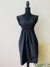 Cue Size 6 Basic Black Dress A-line Pockets Tie Waist Cap Sleeves