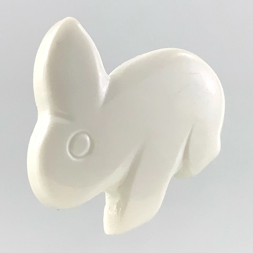 Vintage Molded Plastic White Bunny Garment Button .6in Set Of 6 Pattern 178B - Image 4 of 4