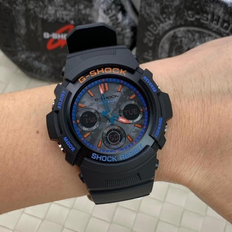 Casio G-Shock AWR-M100SCT-1A Black Blue Orange Accent Analog