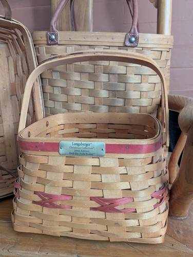Lot 3 Longaberger Basket Set Boardwalk Purse Bag Xmas Bin Bread Serving Table - Picture 2 of 24