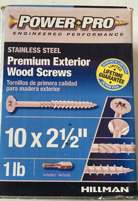 HILLMAN (1 Pound) 10 X2 1/2  #48622 Stainless POWER PRO T25 Star Wood Screws