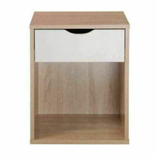 TAD | Alton Oak & White 1 Drawer Bedside Table Cabinet Bedroom Furniture