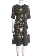 Dolce Gabbana Virgin Wool Knee-Length Dress with printed keys IT42
