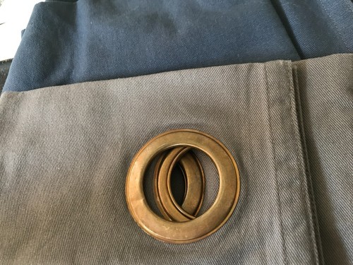 $99 Restoration Hardware Colorblock Cotton Drapery Panel Graphite/Indigo 50x84 - Picture 5 of 12