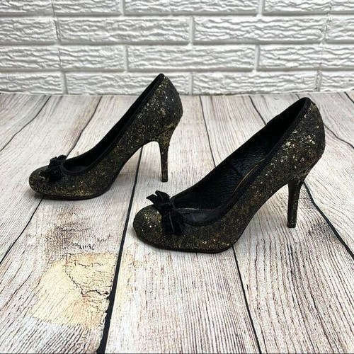 Chinese Laundry Black & Gold Glitter Heels Size 8.5 - Picture 4 of 6