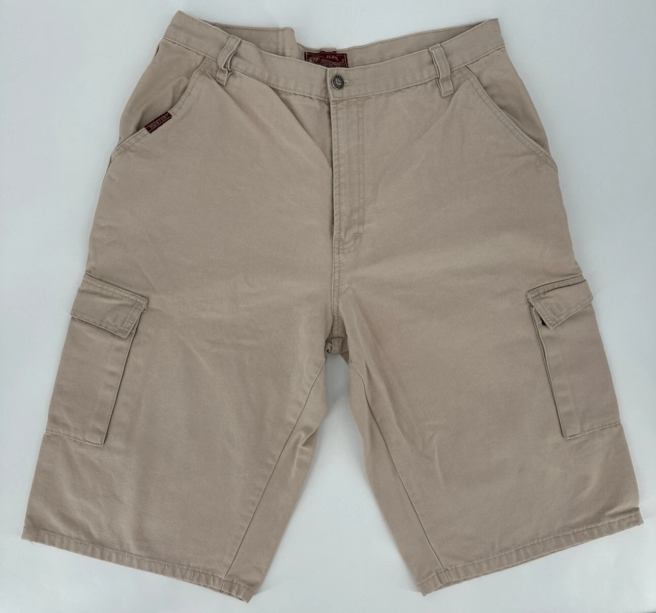 Hunter Jeanswear Shorts Mens 33''/14'' Inseam Khaki Cargo Relaxed Hiking Trunks