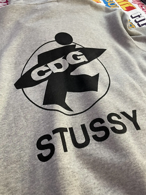 Stussy x CDG Surfman Heather Gray Hoodie M FW21 Comme Des Garçons
