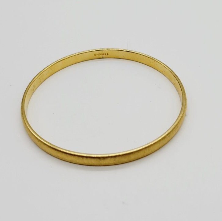 Monet Gold tone Bangle Stackable Bracelet Texture… - image 5